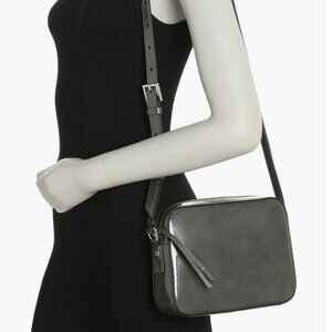 AllSaints (All Saints) Captain Lea Square Leather Crossbody Bag - Ash Gray